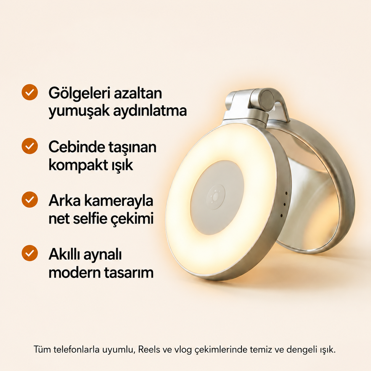 MagSafe Uyumlu Kamera Tutucu + LED Işık Hediyeli