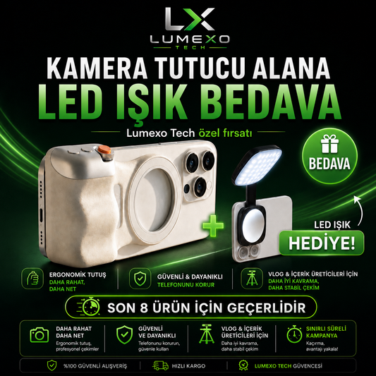 MagSafe Uyumlu Kamera Tutucu + LED Işık Hediyeli
